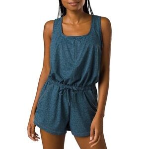 NWT prAna Railay Romper Bluefin Wild Zip Pockets Lightweight Size XL